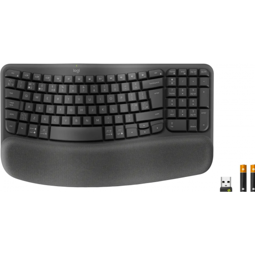 Tastatura Logitech Wave Keys for Business, USB Wireless/Bluetooth, Layout UK, Graphite