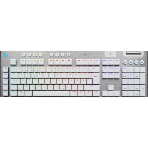 Tastatura Logitech G915 X Lightspeed GL TACTILE, USB/USB Wireless/Bluetooth, Layout UK, White-Silver