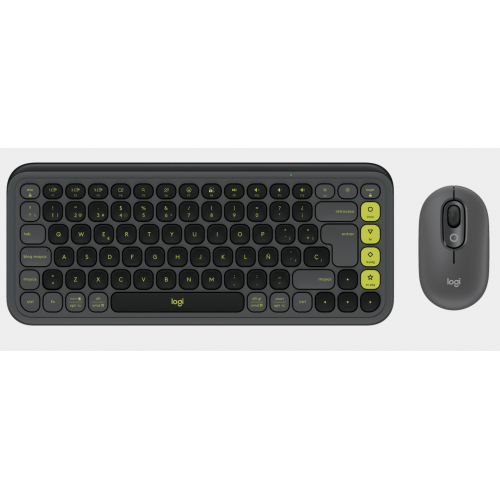Kit Wireless Logitech Pop Icon Combo - Tastatura, USB Wireless, Layout US, Graphite + Mouse Optic, USB Wireless, Graphite