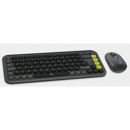 Kit Wireless Logitech Pop Icon Combo - Tastatura, USB Wireless, Layout US, Graphite + Mouse Optic, USB Wireless, Graphite