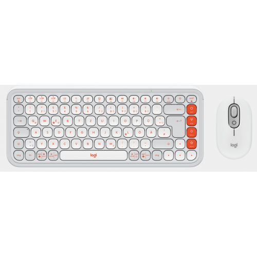 Kit Wireless Logitech Pop Icon Combo - Tastatura, USB Wireless, Layout US, Rose/Off White + Mouse Optic, USB Wireless, Rose/Off White