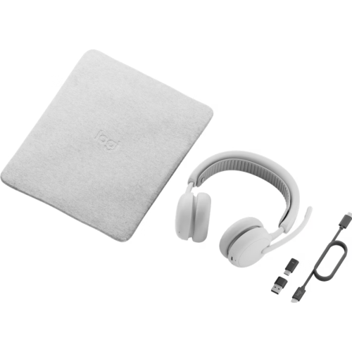Casti cu microfon Logitech Zone Wireless 2 ES Microsoft Teams, USB-C/USB Wireless/Bluetooth, Off-White