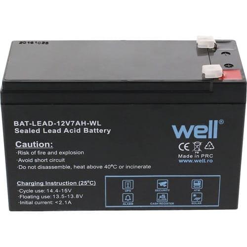 Acumulator plumb acid Well 12V 7AH, borne late, terminal T2, BAT-LEAD-12V7AH/T2-WL