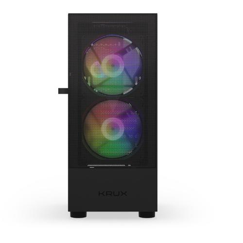 Carcasa Krux Vako RGB, MiddleTower, ATX, cu 3 ventilatoare incluse RGB, Negru
