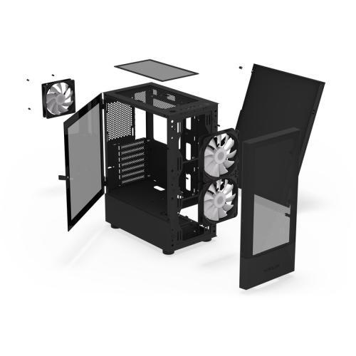 Carcasa Krux Vako RGB, MiddleTower, ATX, cu 3 ventilatoare incluse RGB, Negru