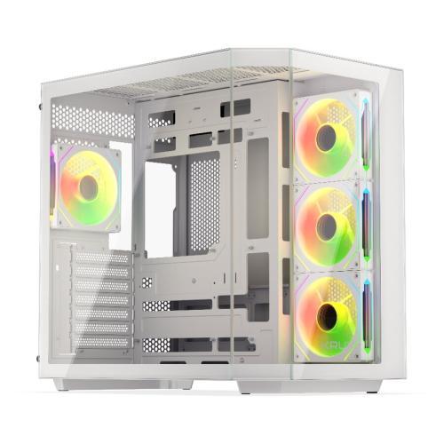 Carcasa Krux Empero, MiddleTower, ATX, cu 4 ventilatoare incluse 120 mm ARGB PWM, Alb