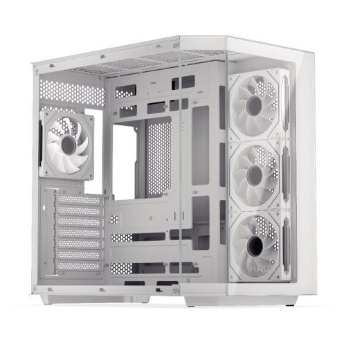 Carcasa Krux Empero, MiddleTower, ATX, cu 4 ventilatoare incluse 120 mm ARGB PWM, Alb