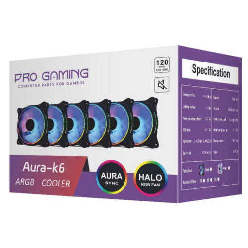 Ventilatoare PRO GAMING ARGB, 120 mm, 6 bucati, Black