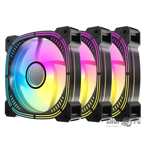 Set 3 ventilatoare 120 mm Acegeek Prime 3in1 ARGB, controller inclus, telecomanda, Black