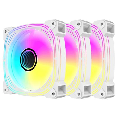Set 3 ventilatoare 120 mm Acegeek Prime 3in1 ARGB, controller inclus, telecomanda, White