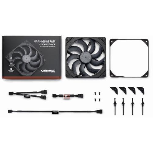Ventilator Noctua NF-A14x25 G2 PWM chromax.black, 140 mm, Black