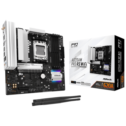 Placa de baza ASRocK A620AM Pro RS WiFi, AMD A620A, Socket AM5, mATX
