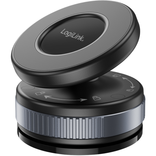 CAR HOLDER LOGILINK, magnetic, blocare prin rasucire si ventuza, rotire 360 grade, multi-suprafete, negru, 