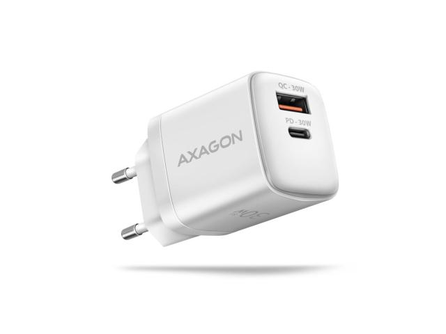 Incarcator retea Axagon ACU-PQ30W, 1x USB-C, 1x USB, 5A, White