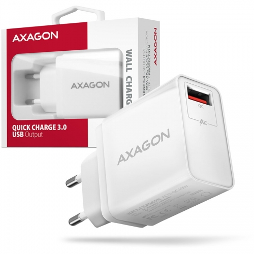 Incarcator retea Axagon ACU-QC19W, 1x USB-A, 19W, White