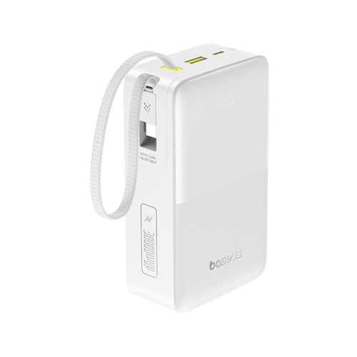 POWER BANK Baseus EnerFill FC51 Bipow 2 Pro Digital, capacitate 30000mAh 22.5W, 1 x USB, 1 x USB Type-C, cablu integrat USB Type-C, display, alb 