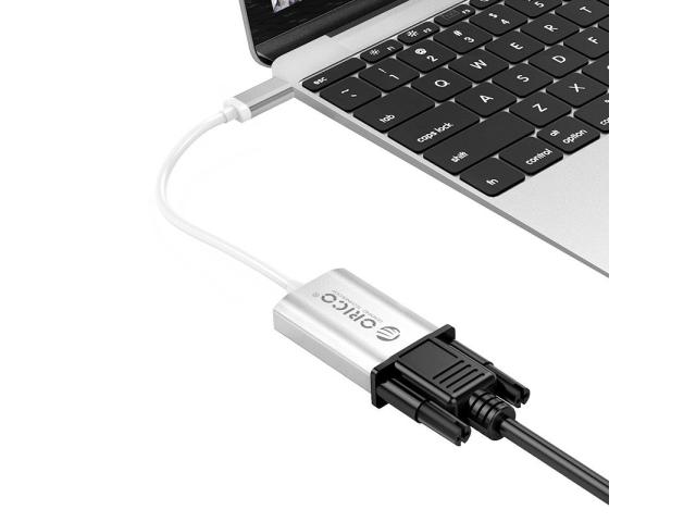 Adaptor Orico XD-102, USB-C Male - VGA Female, Silver