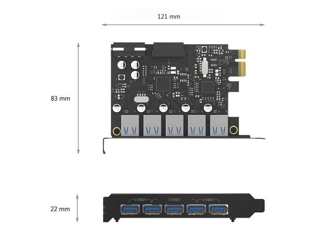 Adaptor Orico PCI-Express PVU3-5O2I, 5x USB 3.0 