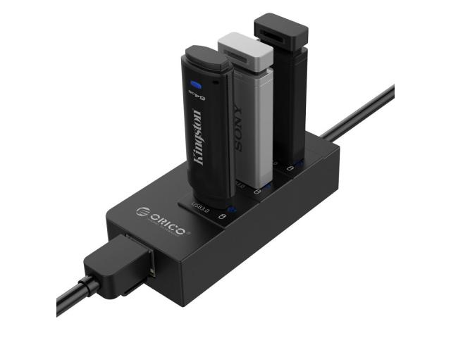 Hub USB Orico HR01-U3 PRO, 3x USB 3.2 Gen 1 + 1x RJ45, Black