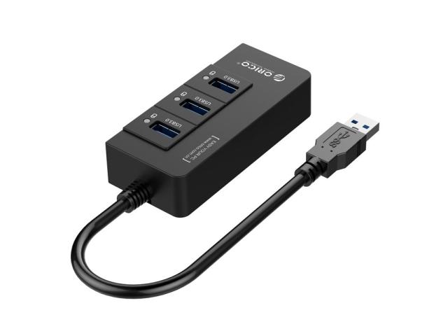 Hub USB Orico HR01-U3 PRO, 3x USB 3.2 Gen 1 + 1x RJ45, Black