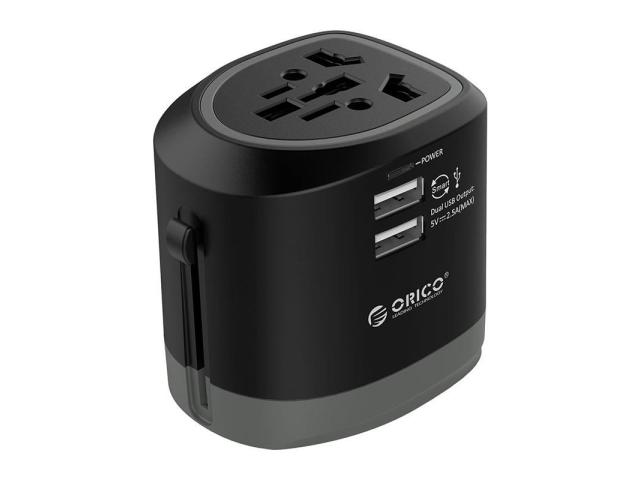 Adaptor universal priza Orico UTT-2U01, 2x USB, Black