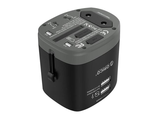 Adaptor universal priza Orico UTT-2U01, 2x USB, Black
