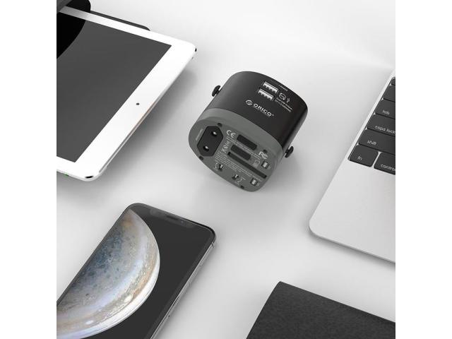 Adaptor universal priza Orico UTT-2U01, 2x USB, Black