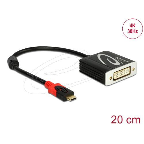 Adaptor USB-C la DVI (DP Alt Mode) 4K 30 Hz T-M, Delock 61213