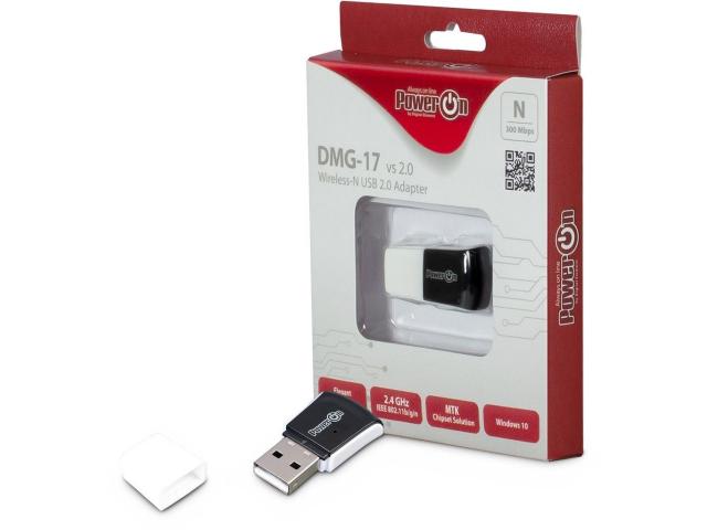 Adaptor wireless PowerOn DMG-17, USB, 300 Mbps, Black-White