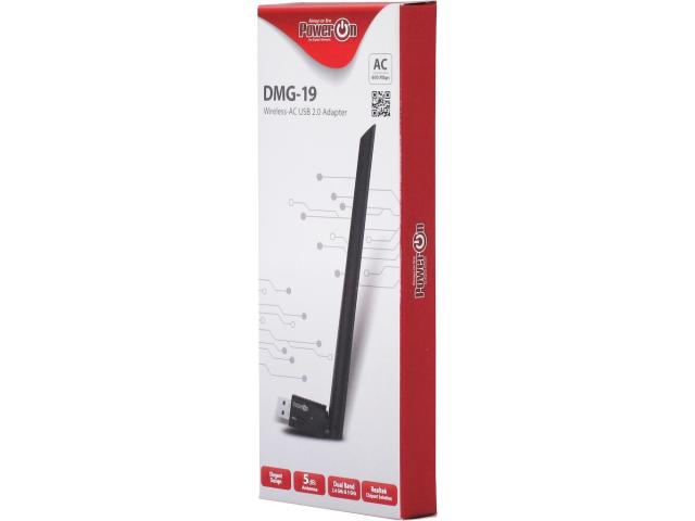 Adaptor wireless PowerOn DMG-19 Dual-Band, USB, 433 Mbps, Black