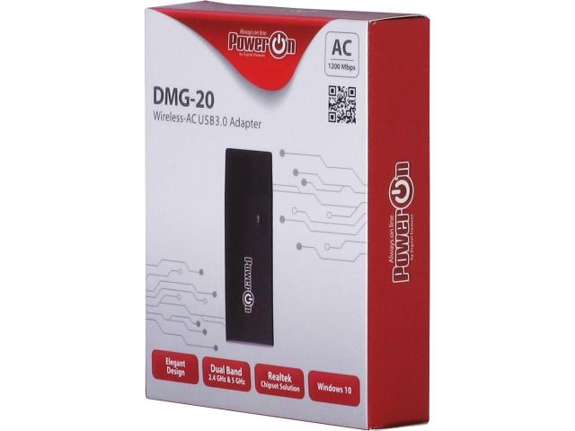 Adaptor wireless PowerOn DMG-20 Dual-Band, USB, 867 Mbps, Black