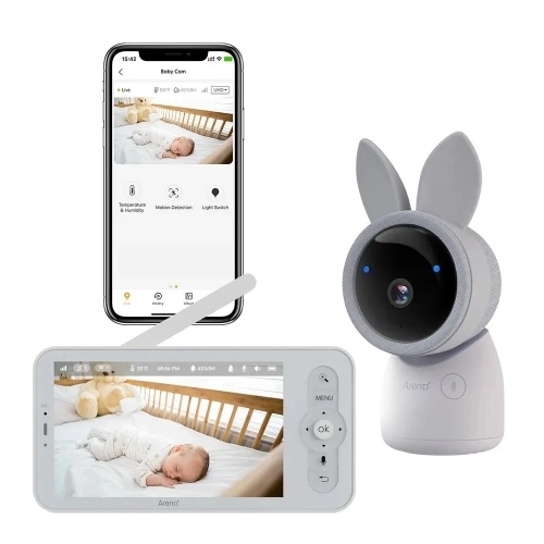 Kit Camera IP Dome Arenti AInanny-cam, 3 MP, 3.6 mm, IR 8 m + Monitor LCD