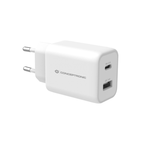 Incarcator retea Conceptronic ALTHEA11W, 1 x USB-C, 1 x USB-A, 20V, 3A, 33W, White
