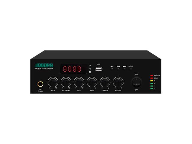 Amplificator cu mixer DSPPA MP60B, 60W, Bluetooth/USB, intrare 2xMIC/2xAUX, 4-16 Ohmi