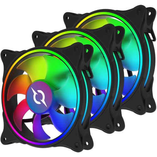 Ventilator AQIRYS Vela, ARGB, 120mm, Black, 3 bucati + Controller ARGB