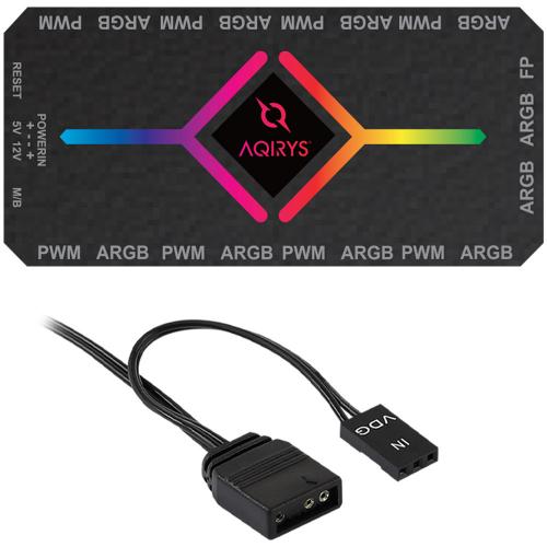 Ventilator AQIRYS Vela, ARGB, 120mm, Black, 3 bucati + Controller ARGB