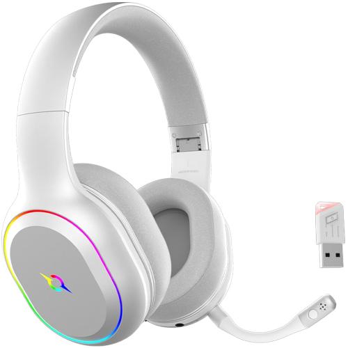 Casti cu microfon AQIRYS Lyra, USB Wireless/Bluetooth/3.5mm jack, White