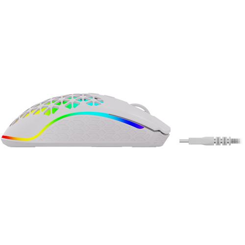 Mouse Optic AQIRYS Polaris RGB, USB Wireless, White