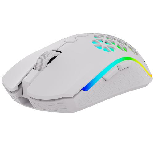 Mouse Optic AQIRYS Polaris RGB, USB Wireless, White