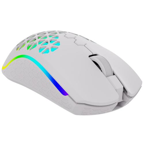 Mouse Optic AQIRYS Polaris RGB, USB Wireless, White