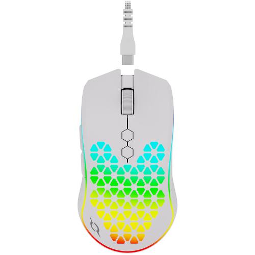 Mouse Optic AQIRYS Polaris RGB, USB Wireless, White