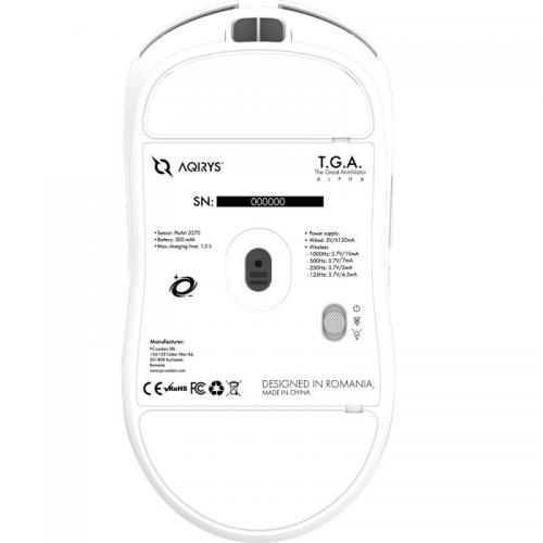Mouse Optic AQIRYS T.G.A. Alpha, USB/Wireless, White