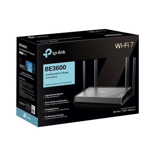 Router Wireless TP-Link BE220, BE3600 WiFi 7 Dual-Band, 1x WAN, 4x LAN