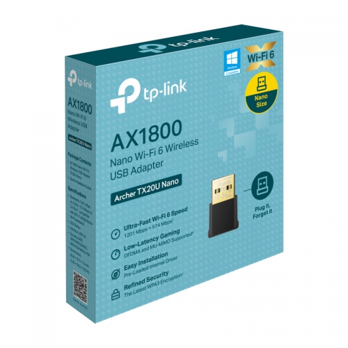 Adaptor Wireless TP-Link Archer TX20U Nano, USB 2.0, Black