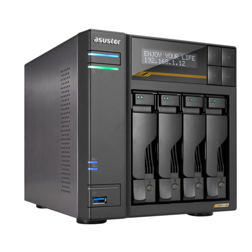 Asustor Lockerstor 4 Gen3 AS6804T 4 Bay NAS, Quad-Core 2.3GHz CPU, Dual USB 4 Ports, Dual 10GbE Ports, Dual 5GbE Ports, 16G ECC RAM DDR5, Four M.2 SSD Slots (Diskless)