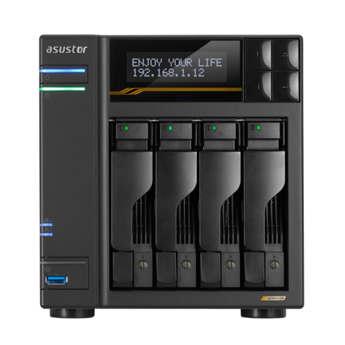 Asustor Lockerstor 4 Gen3 AS6804T 4 Bay NAS, Quad-Core 2.3GHz CPU, Dual USB 4 Ports, Dual 10GbE Ports, Dual 5GbE Ports, 16G ECC RAM DDR5, Four M.2 SSD Slots (Diskless)