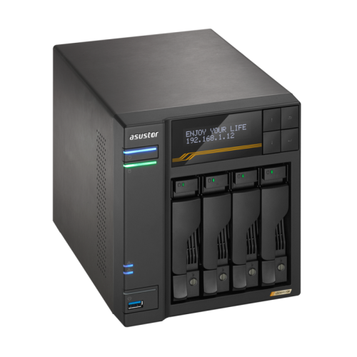 Asustor Lockerstor 4 Gen3 AS6804T 4 Bay NAS, Quad-Core 2.3GHz CPU, Dual USB 4 Ports, Dual 10GbE Ports, Dual 5GbE Ports, 16G ECC RAM DDR5, Four M.2 SSD Slots (Diskless)