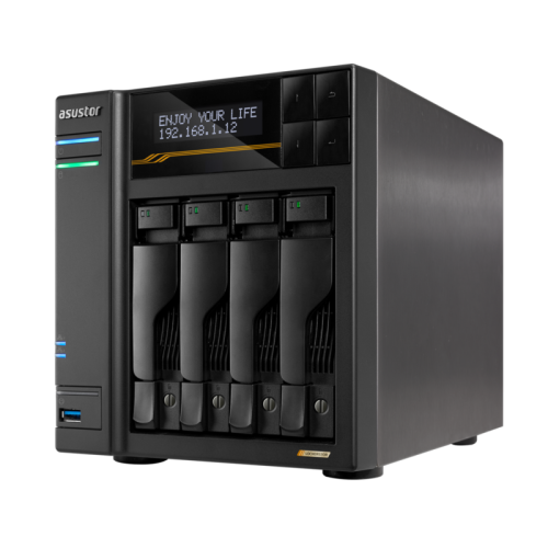 Asustor Lockerstor 4 Gen3 AS6804T 4 Bay NAS, Quad-Core 2.3GHz CPU, Dual USB 4 Ports, Dual 10GbE Ports, Dual 5GbE Ports, 16G ECC RAM DDR5, Four M.2 SSD Slots (Diskless)