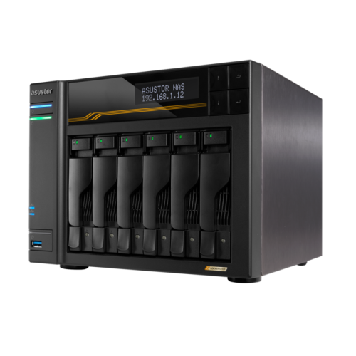Asustor Lockerstor 6 Gen3 AS6806T 6 Bay NAS, Quad-Core 2.3GHz CPU, Dual USB 4 Ports, Dual 10GbE Ports, Dual 5GbE Ports, 16G ECC RAM DDR5, Four M.2 SSD Slots (Diskless)