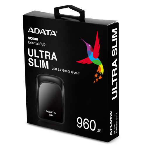 SSD portabil A-Data SC680, 960GB, USB-C, Black